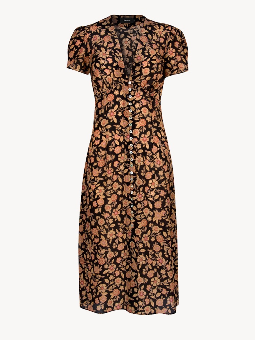 Realisation Par Monica Silk Midi Dress Cap Sleeve Plunge V Neck Fantasy Size S